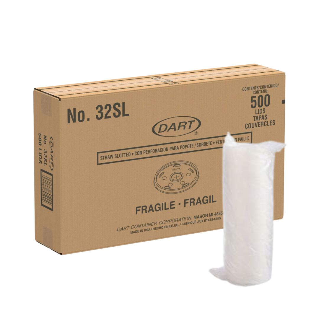 Dart® HIPS Translucent Straw Slotted Lids – For Foam Cups, 8 oz to 32 oz