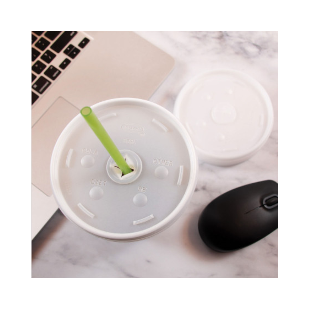 Dart® HIPS Translucent Straw Slotted Lids – For Foam Cups, 8 oz to 32 oz