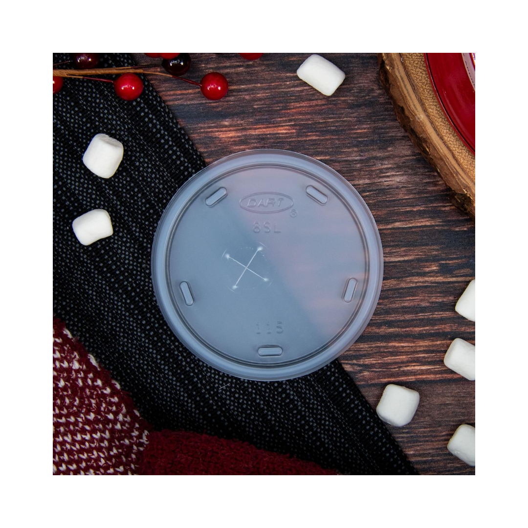 Dart® HIPS Translucent Straw Slotted Lids – For Foam Cups, 8 oz to 32 oz