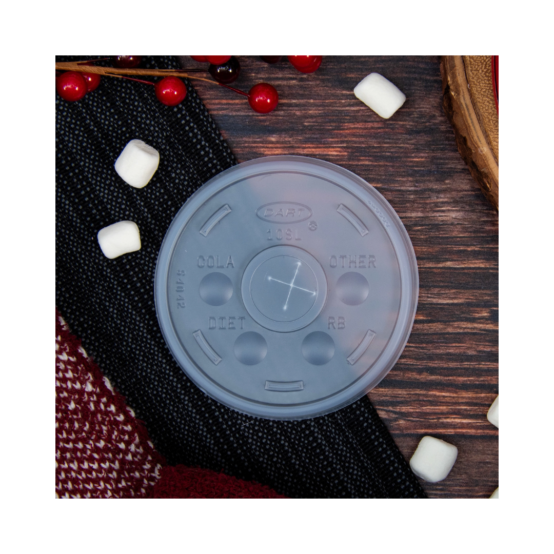 Dart® HIPS Translucent Straw Slotted Lids – For Foam Cups, 8 oz to 32 oz
