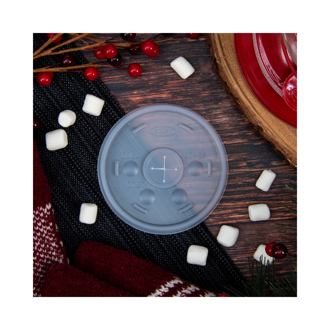 Dart® HIPS Translucent Straw Slotted Lids – For Foam Cups, 8 oz to 32 oz