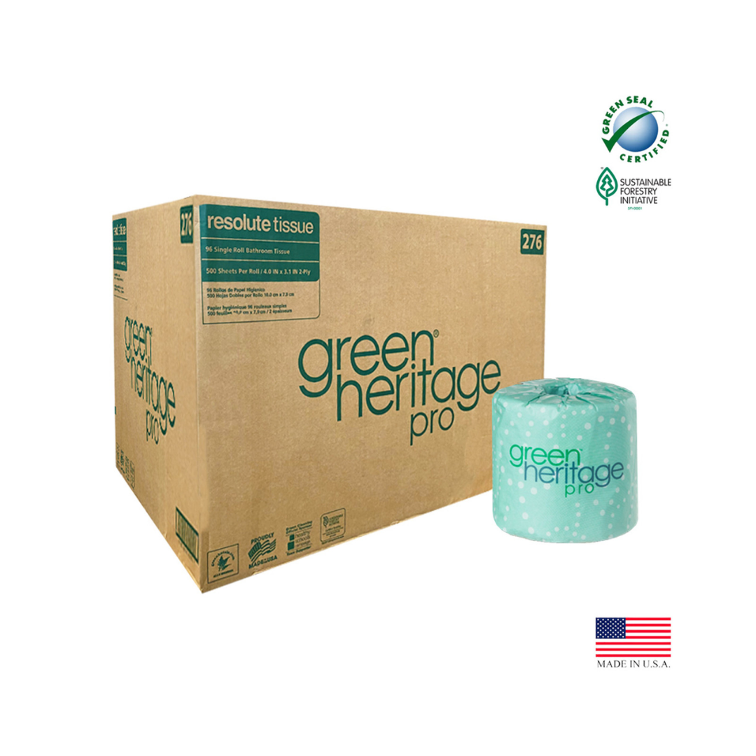 Resolute® Green Heritage Pro 2-Ply Bathroom Tissue – 4" x 3.1", 500 Sheets