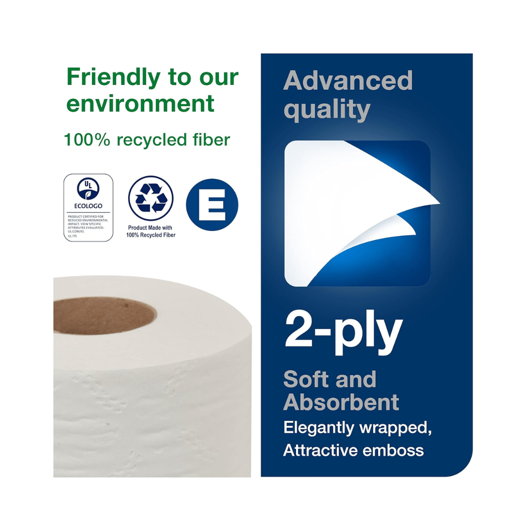 Tork® Advanced 2-Ply Bath Tissue Roll – 4" x 3.8", 500 Sheets
