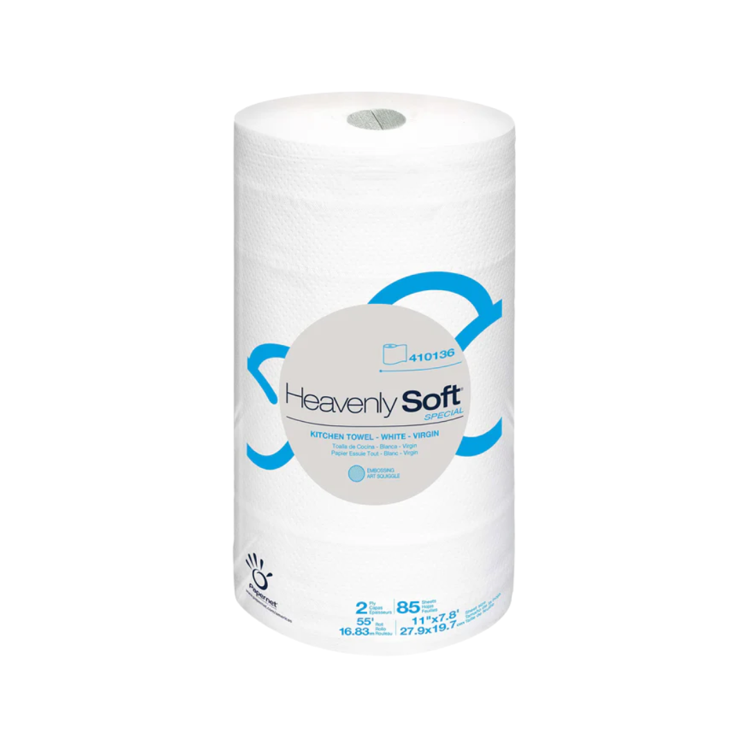 Heavenly Soft® Kitchen Roll Towels – 2-Ply, 11" x 7.8", White