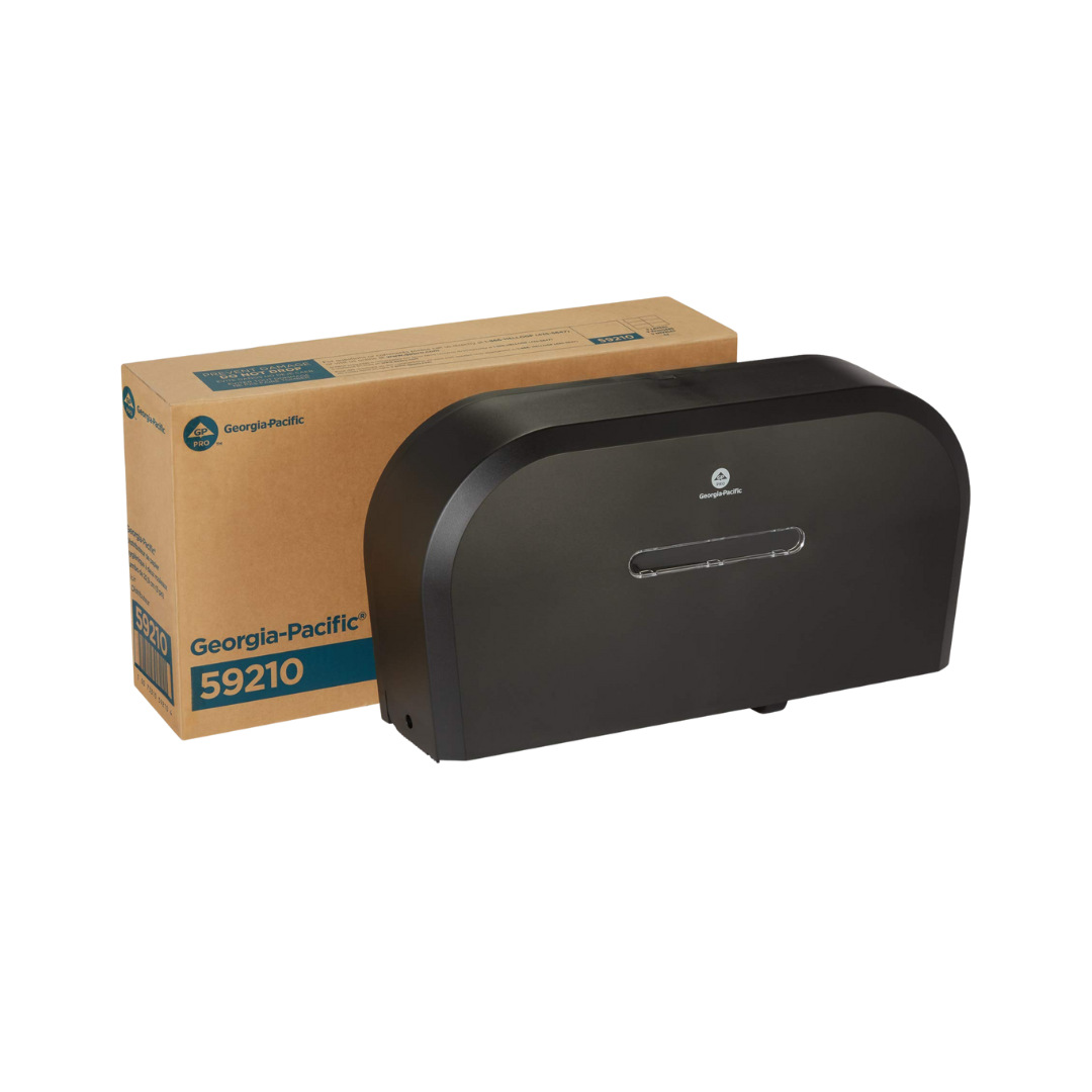 GP Pro™ 2-Roll Side-By-Side Jumbo Jr. Toilet Paper Dispenser – Black