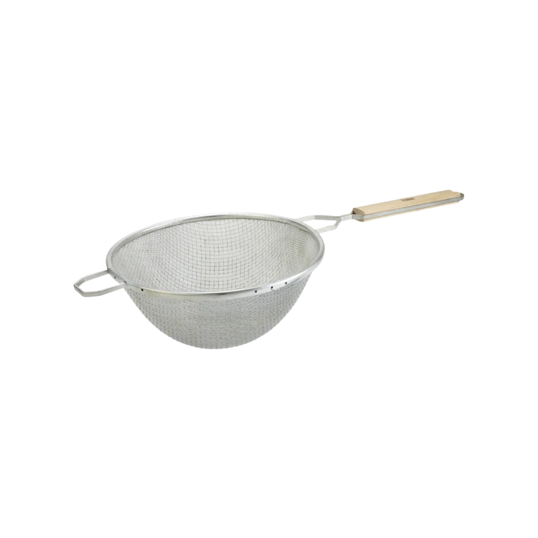 Winco® Tinned Double Mesh Strainers – Medium & Fine Mesh, 8", 10½" & 10 ¼