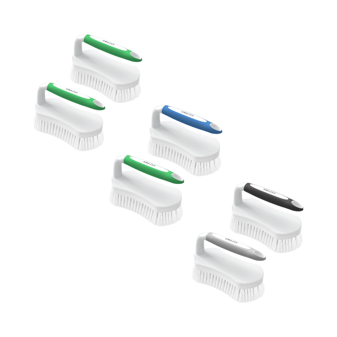Amazer® Heavy-Duty Scrub Brush – 2-Pack, Ergonomic Grip, Assorted Colors