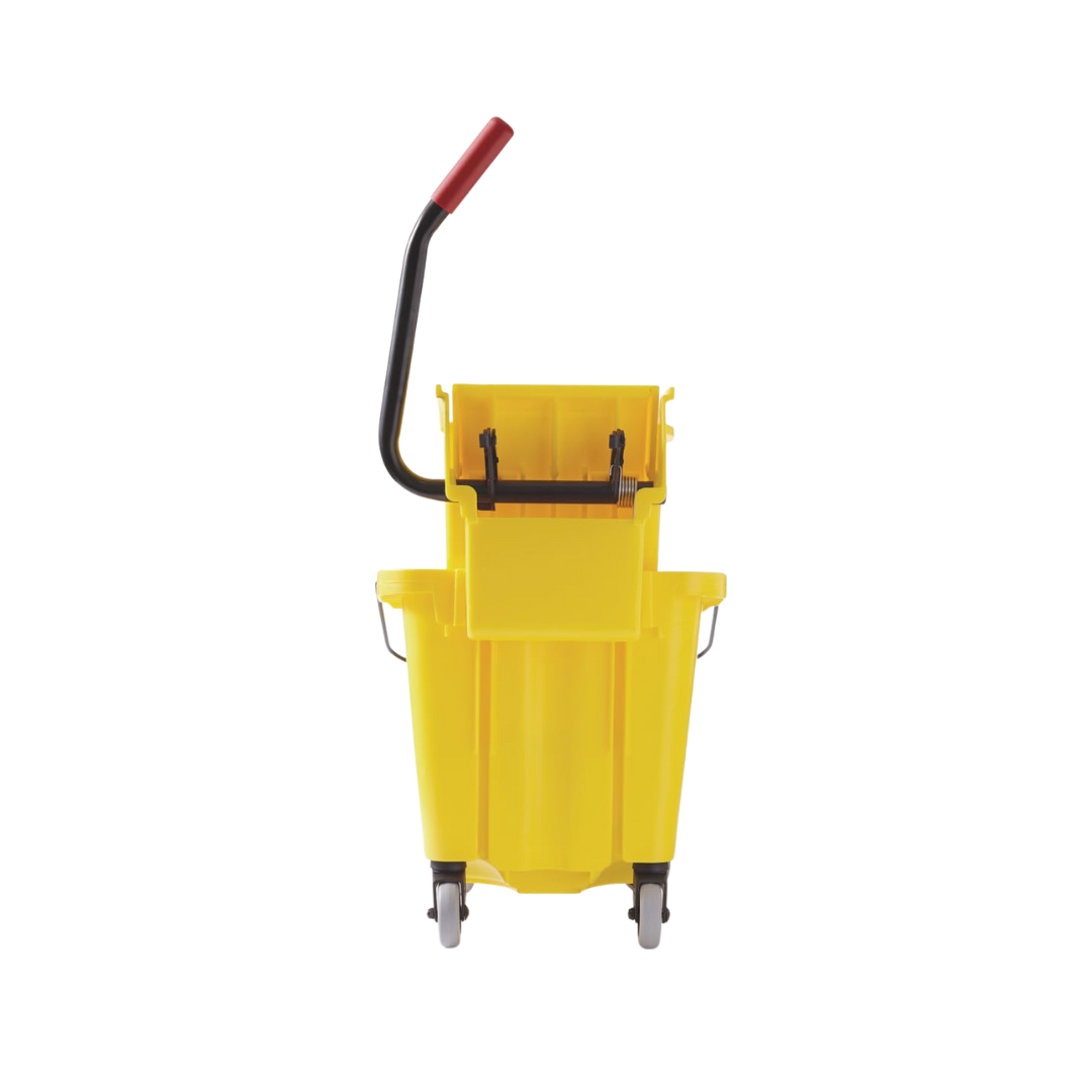 Rubbermaid® WaveBrake® Side Press Mop Bucket with Drain – 44 Qt., Yellow