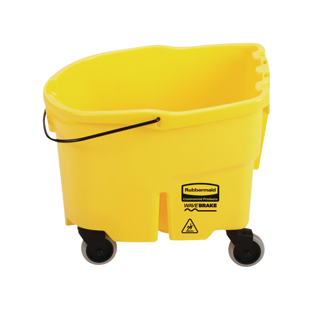 Rubbermaid® WaveBrake® Side Press Mop Bucket with Drain – 44 Qt., Yellow
