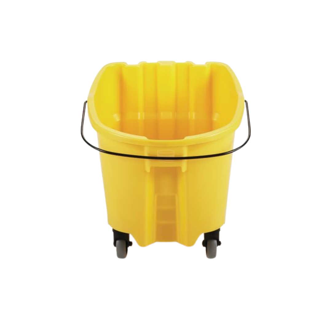Rubbermaid® WaveBrake® Side Press Mop Bucket with Drain – 44 Qt., Yellow