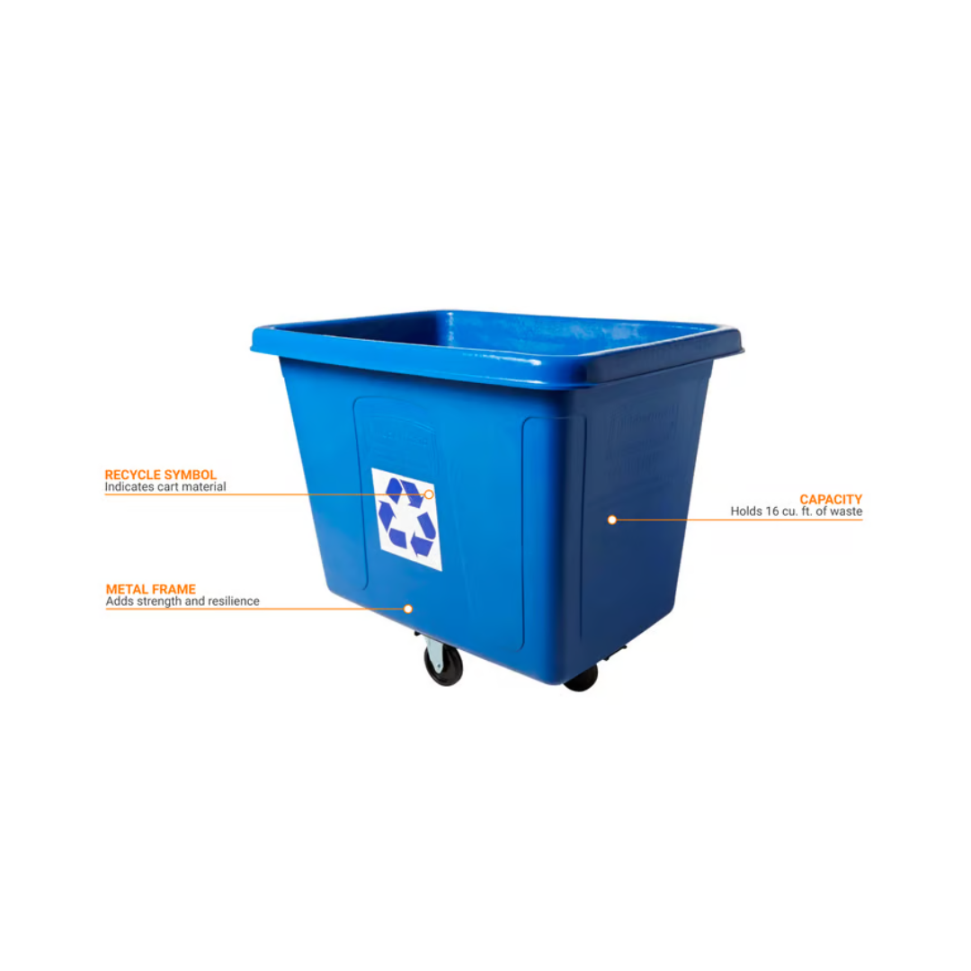 Rubbermaid® 16 Cu. Ft. Recycling Cube Truck – 500 lb., Blue