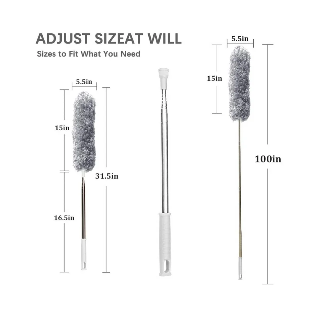 Delux® Extendable Microfiber Duster – 100" Telescopic Handle, Flexible Washable Head, Scratch-Resistant, Multiple Colors