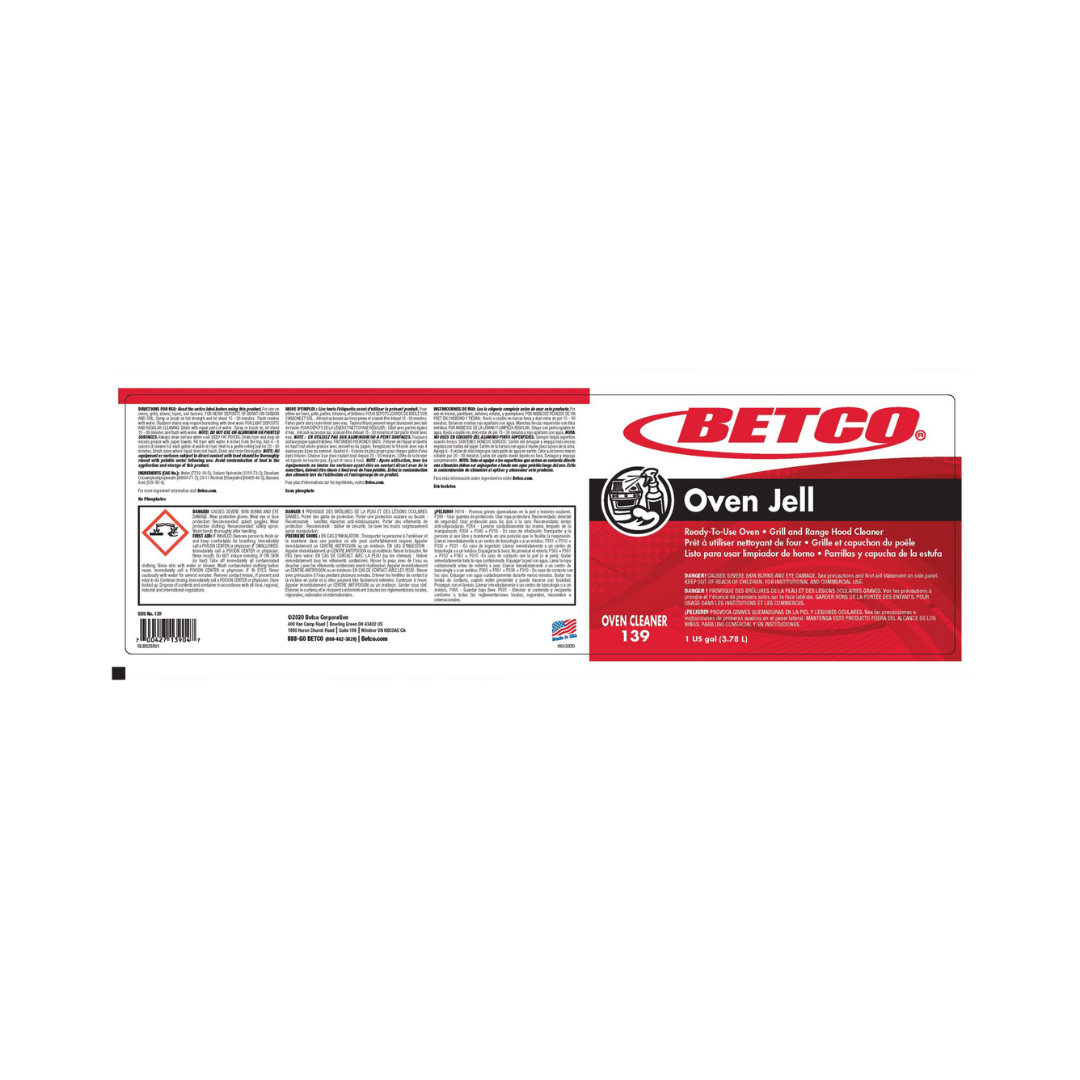 Betco® Oven Jell Oven Grill & Range Hood Cleaner – 1 Gallon
