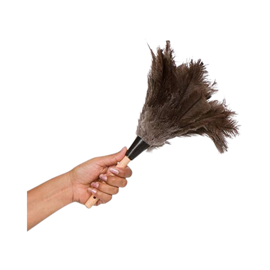 Dusters Killer® Mini Ostrich Feather Duster – 14" Soft Black Feathers, Wooden Handle