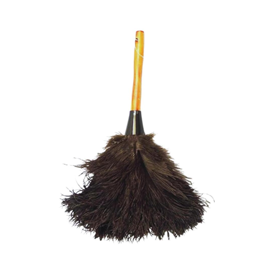 Dusters Killer® Mini Ostrich Feather Duster – 14" Soft Black Feathers, Wooden Handle