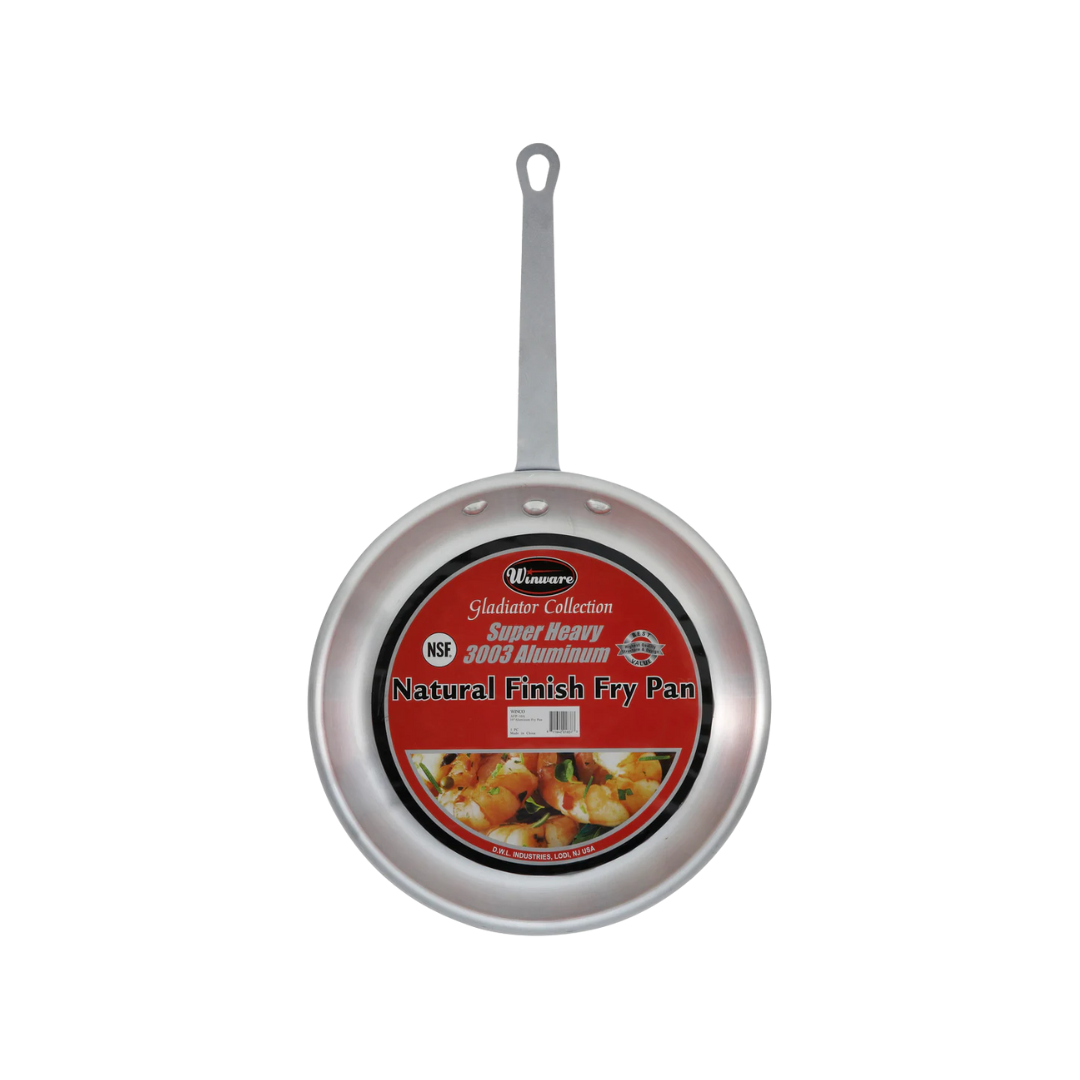 Winco® Gladiator™ Natural Finish Aluminum Fry Pan – 3003 Alloy, 14" Dia