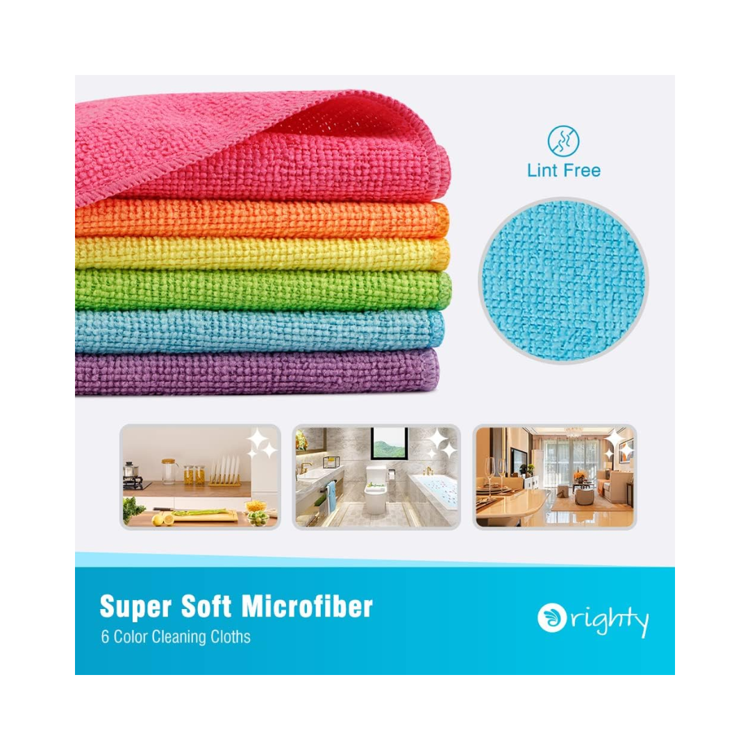 Orighty® Microfiber Cleaning Cloths – Ultra Absorbent & Lint-Free, Multi-Purpose Cleaning Rags