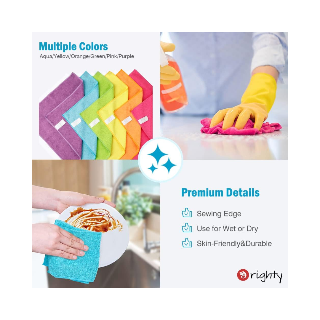 Orighty® Microfiber Cleaning Cloths – Ultra Absorbent & Lint-Free, Multi-Purpose Cleaning Rags