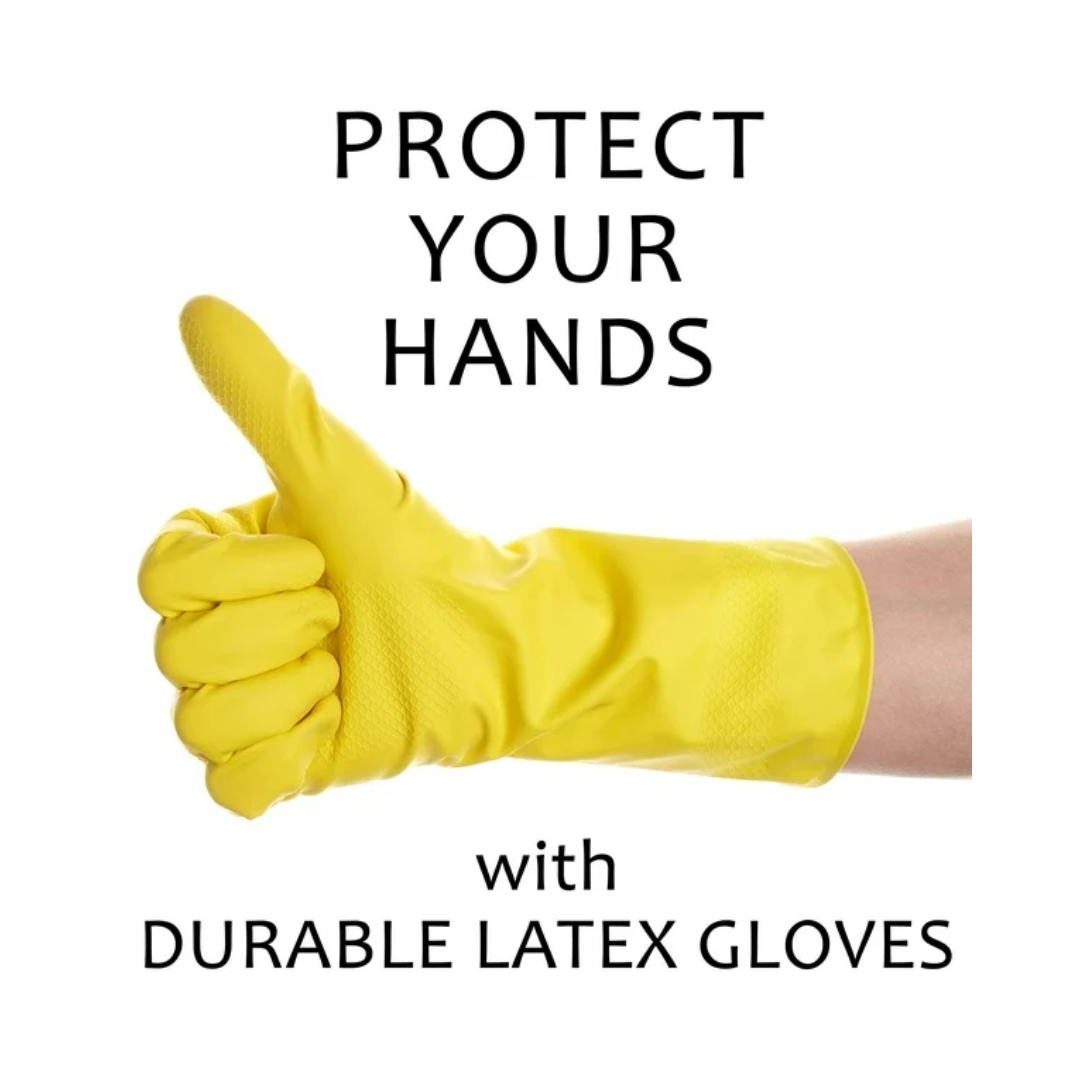 SteadMax® Reusable Latex Cleaning Gloves – Non-Slip Natural Rubber for Kitchen & Household Use