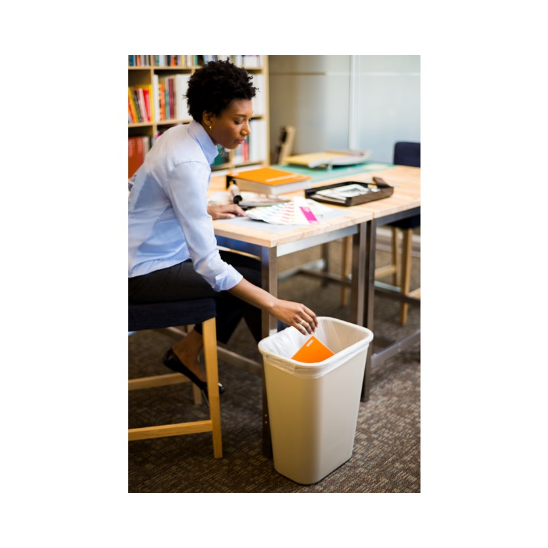 Rubbermaid® Deskside Wastebaskets – Beige, 13 Qt, 28 Qt, 41 Qt, Recycled Plastic