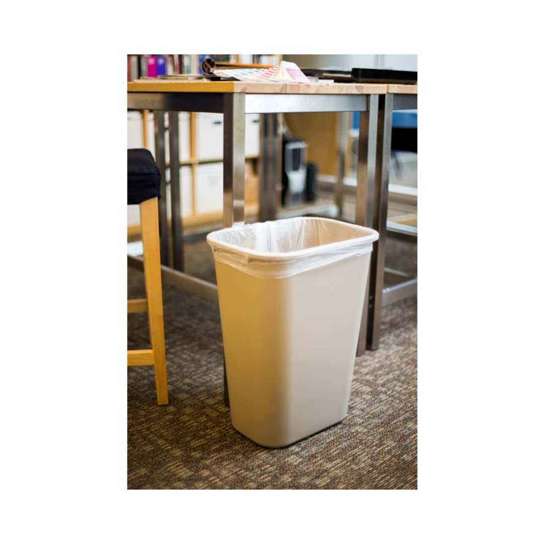Rubbermaid® Deskside Wastebaskets – Beige, 13 Qt, 28 Qt, 41 Qt, Recycled Plastic