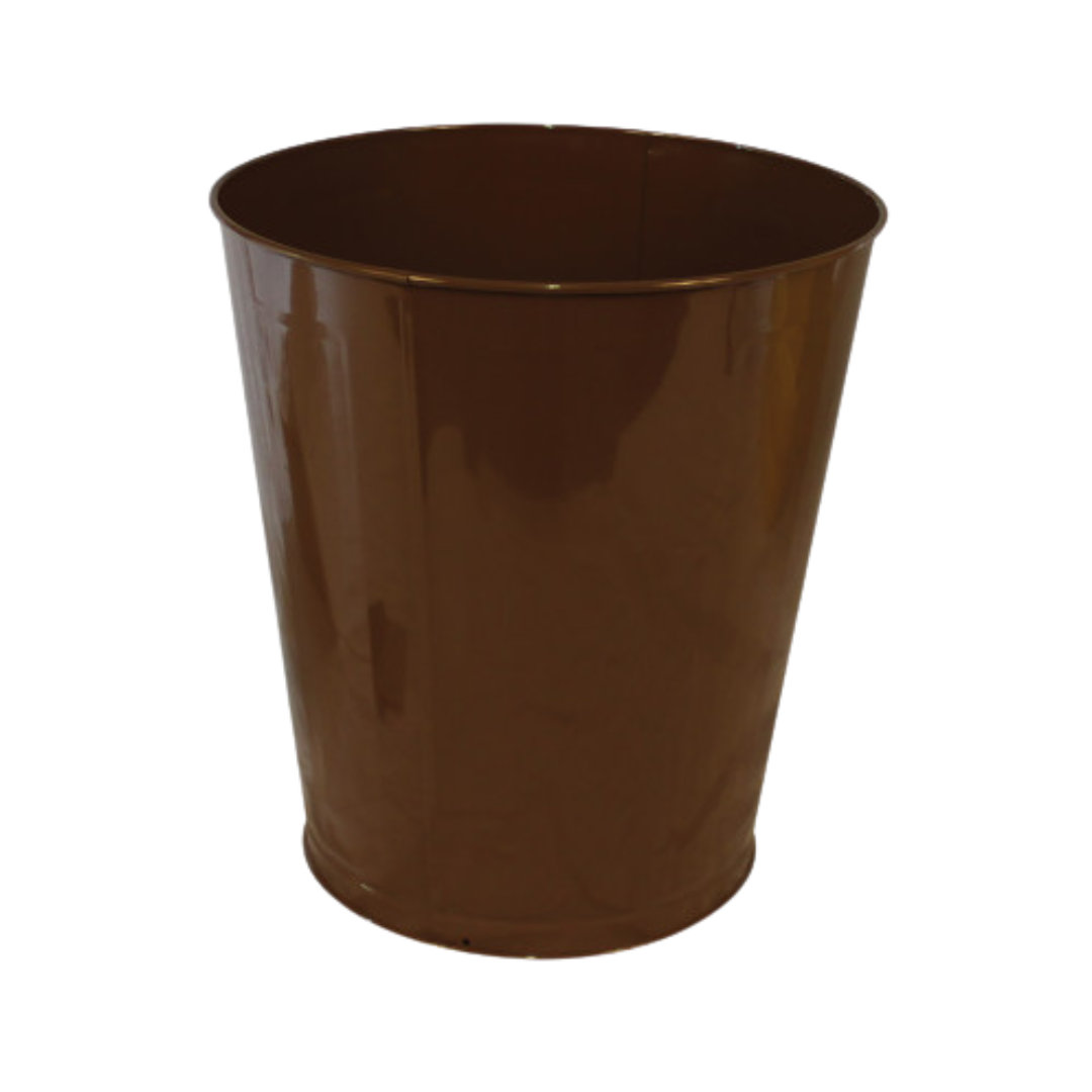 Impact® Round Metal Wastebasket – 28 Qt, Brown