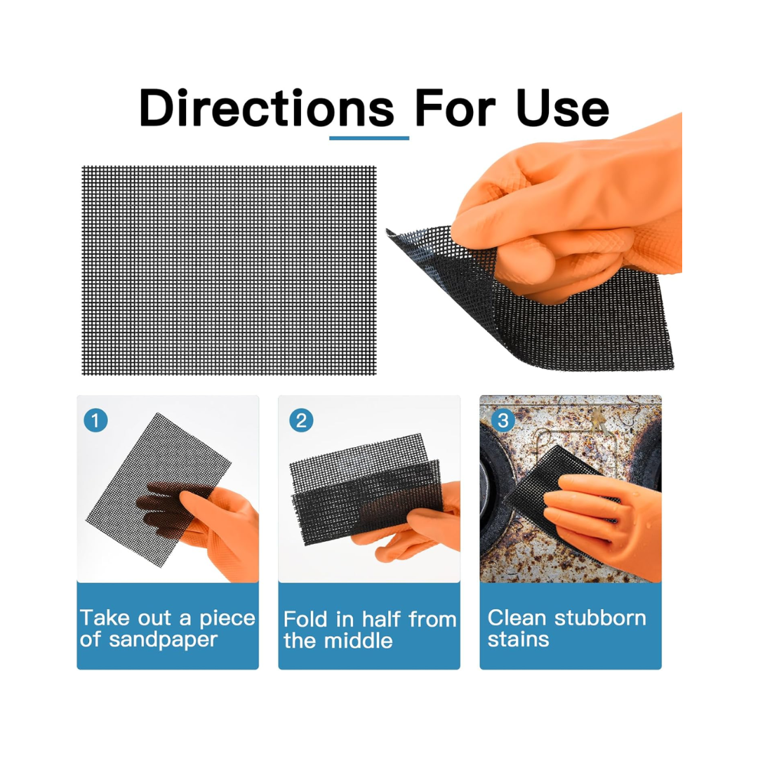 Yncotte® Cleaning Mesh Pads – Heavy-Duty Silicon Carbide Scrubbers, 5.5" x 4"