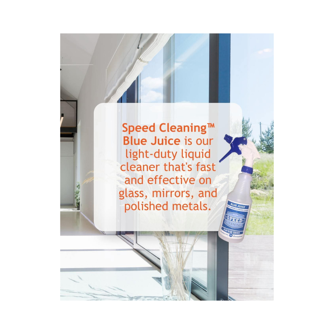 Speed Cleaning™ Blue Juice Concentrate – Glass & Surface Cleaner, 16 oz with Mixing Bottle