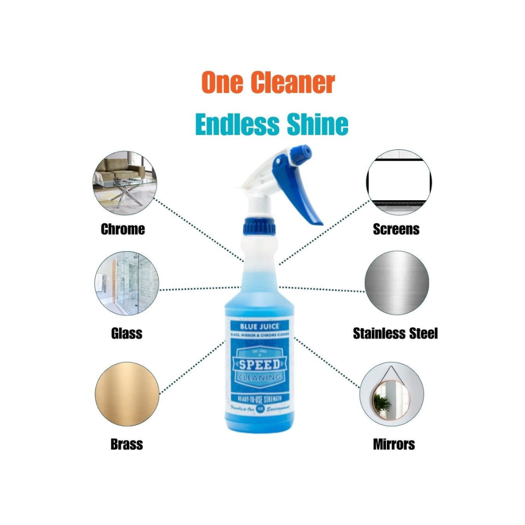 Speed Cleaning™ Blue Juice Concentrate – Glass & Surface Cleaner, 16 oz with Mixing Bottle