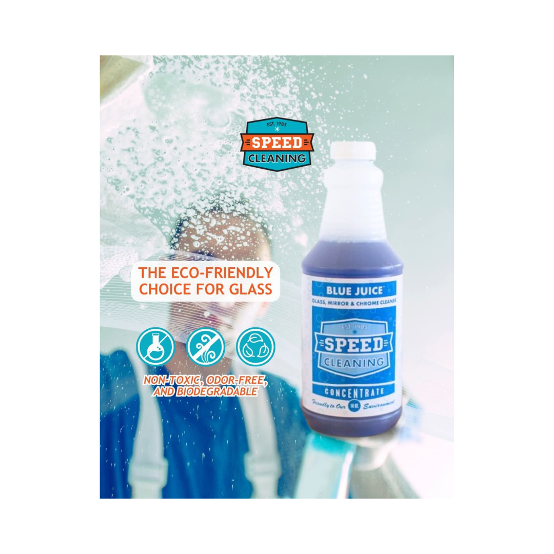 Speed Cleaning™ Blue Juice Concentrate – Glass & Surface Cleaner, 16 oz with Mixing Bottle