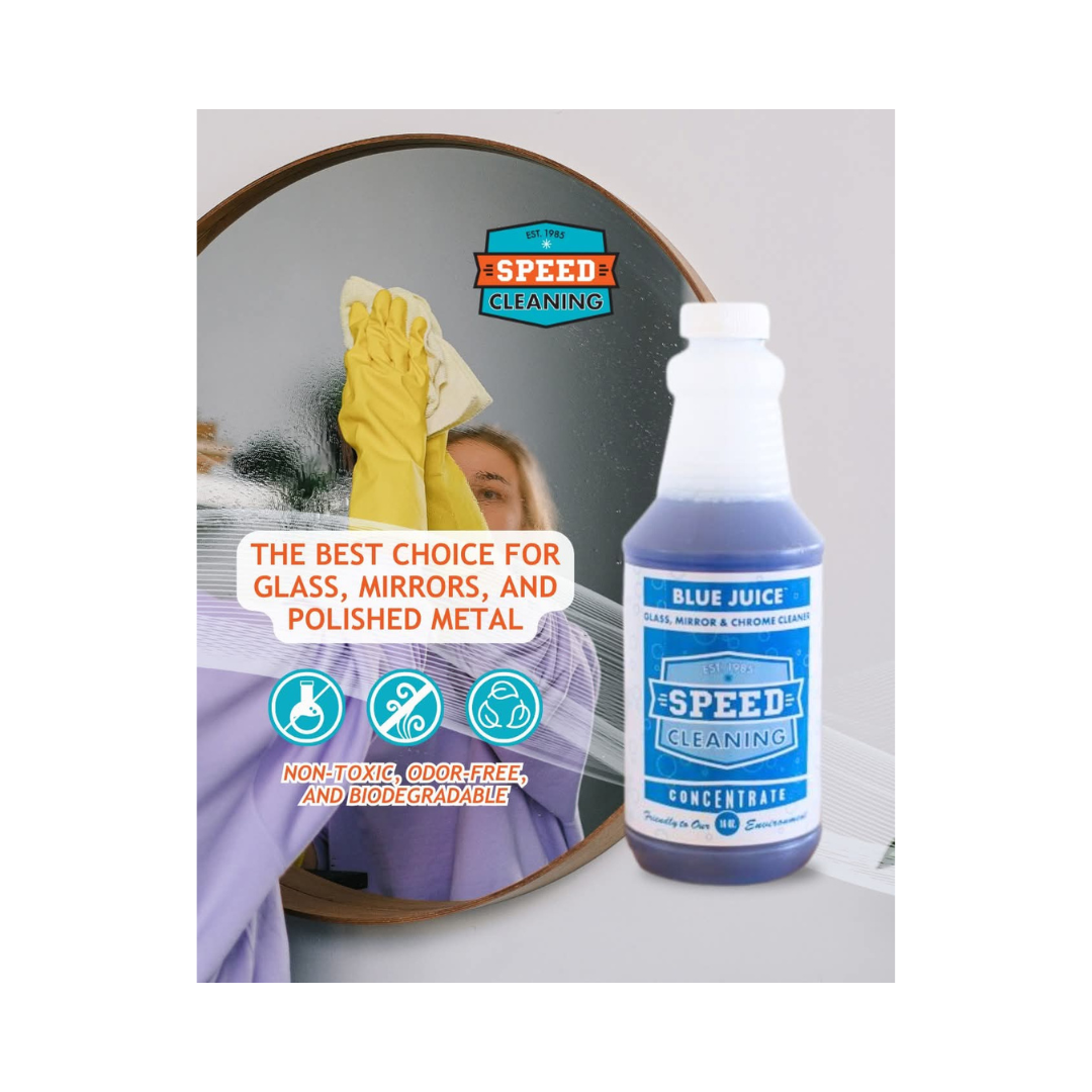 Speed Cleaning™ Blue Juice Concentrate – Glass & Surface Cleaner, 16 oz with Mixing Bottle