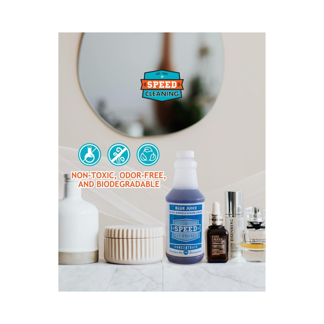 Speed Cleaning™ Blue Juice Concentrate – Glass & Surface Cleaner, 16 oz with Mixing Bottle