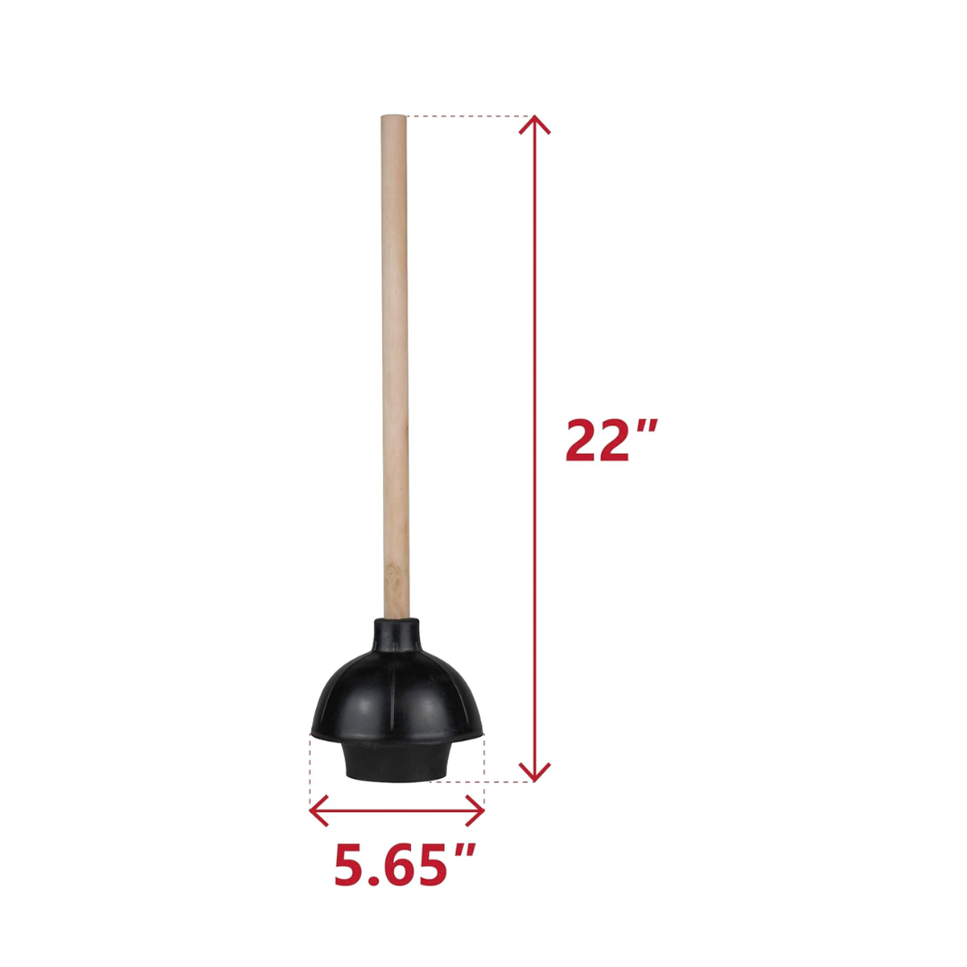 SteadMax® Heavy-Duty Toilet Plunger – Double Thrust Rubber Cup & Wood Handle, 22"