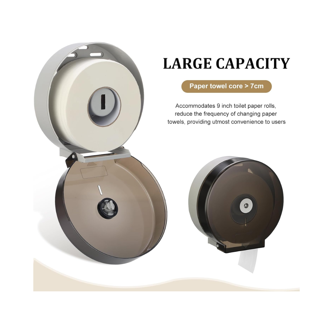 Layhit® Single Roll Toilet Paper Dispenser – 9" Roll, Black, Locking Wall-Mount