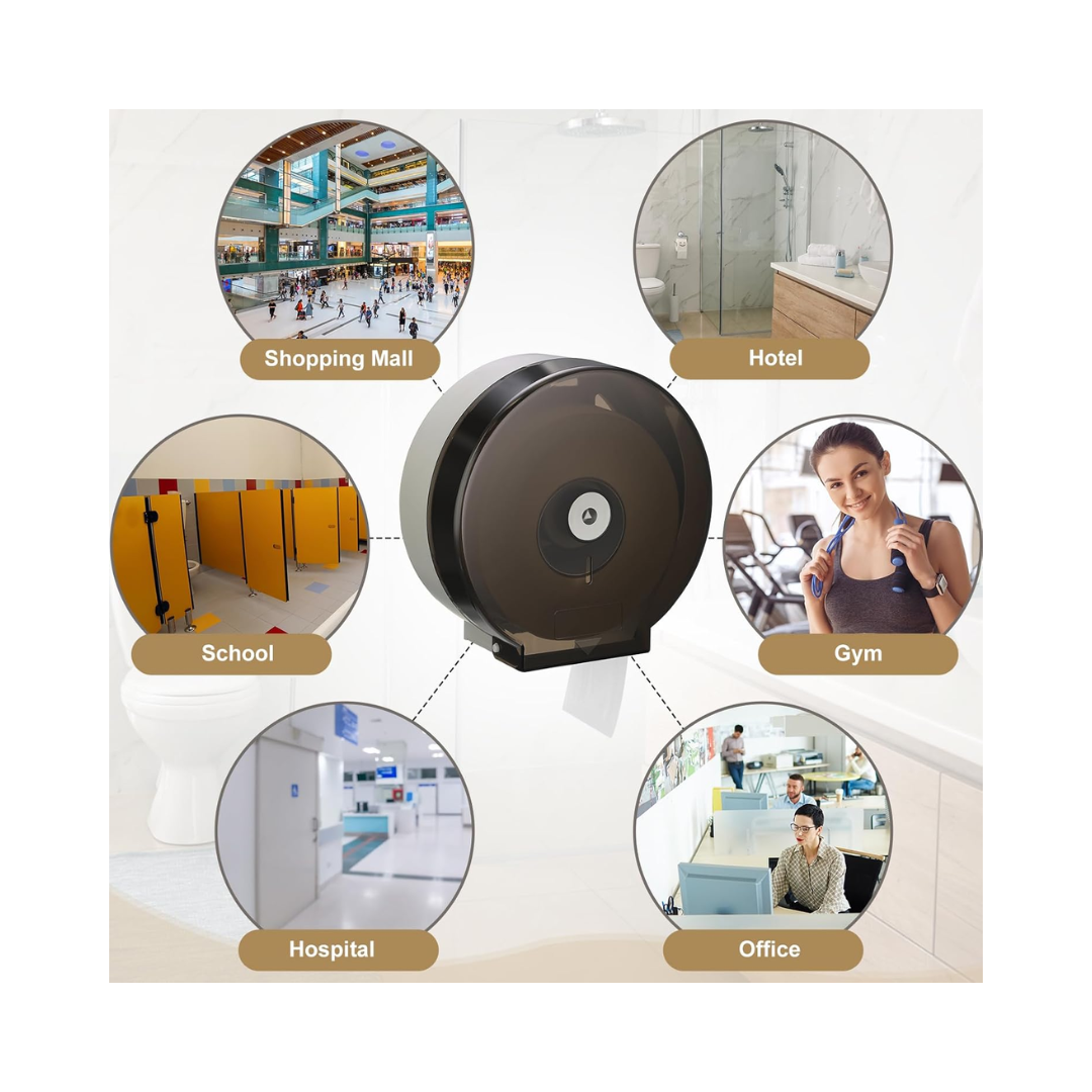 Layhit® Single Roll Toilet Paper Dispenser – 9" Roll, Black, Locking Wall-Mount