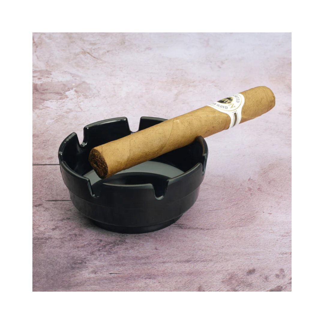 Winco® Stackable Ashtray – Melamine, 4", Black & Red, Heat Resistant