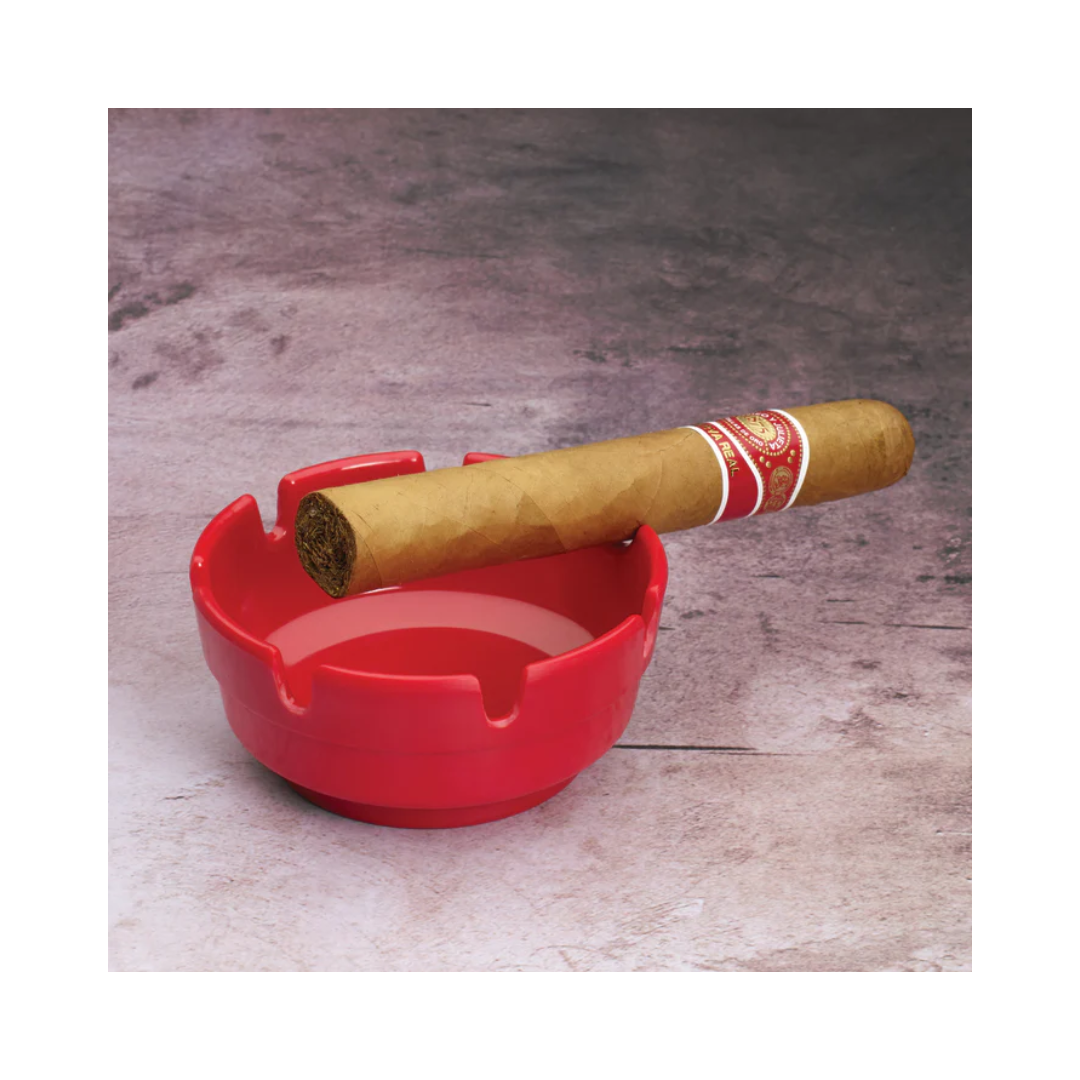 Winco® Stackable Ashtray – Melamine, 4", Black & Red, Heat Resistant