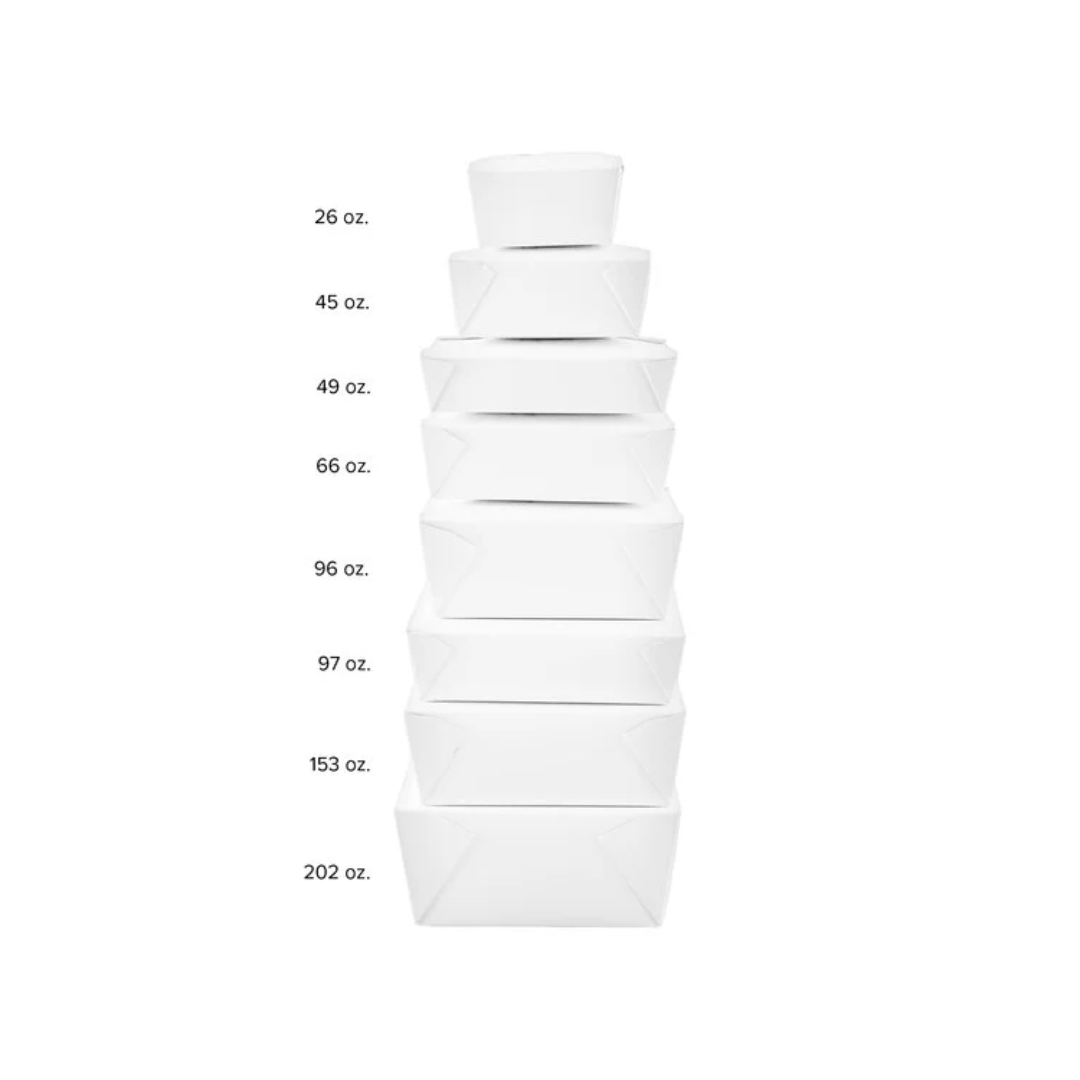 BioPak® White Carry Out Container – #8, 6" x 4 3/4" x 2 1/2"