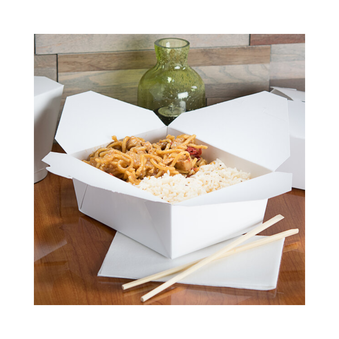 BioPak® White Carry Out Container – #8, 6" x 4 3/4" x 2 1/2"