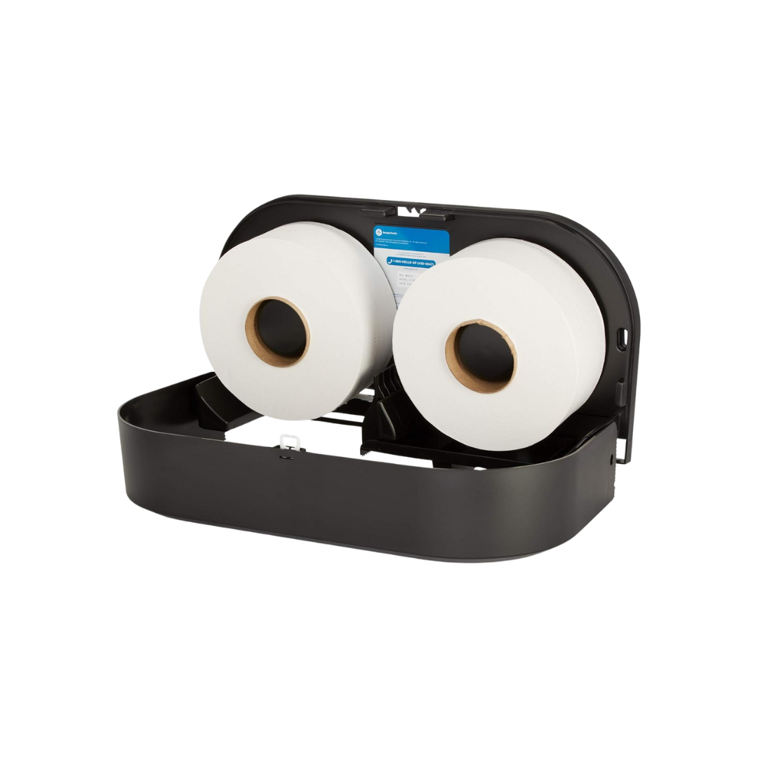 GP Pro™ 2-Roll Side-By-Side Jumbo Jr. Toilet Paper Dispenser – Black