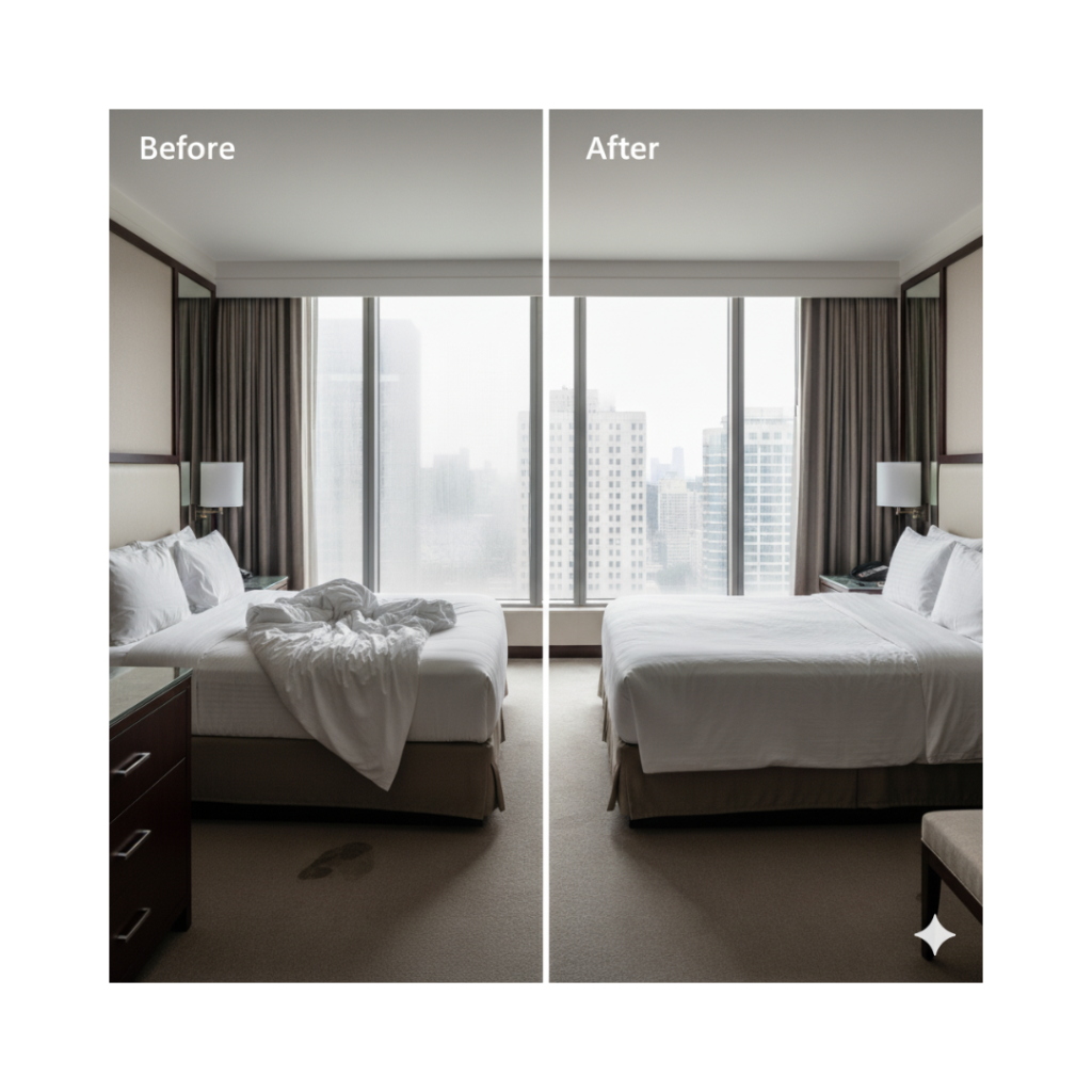 Servicio profesional de limpieza de hoteles: habitaciones impecables