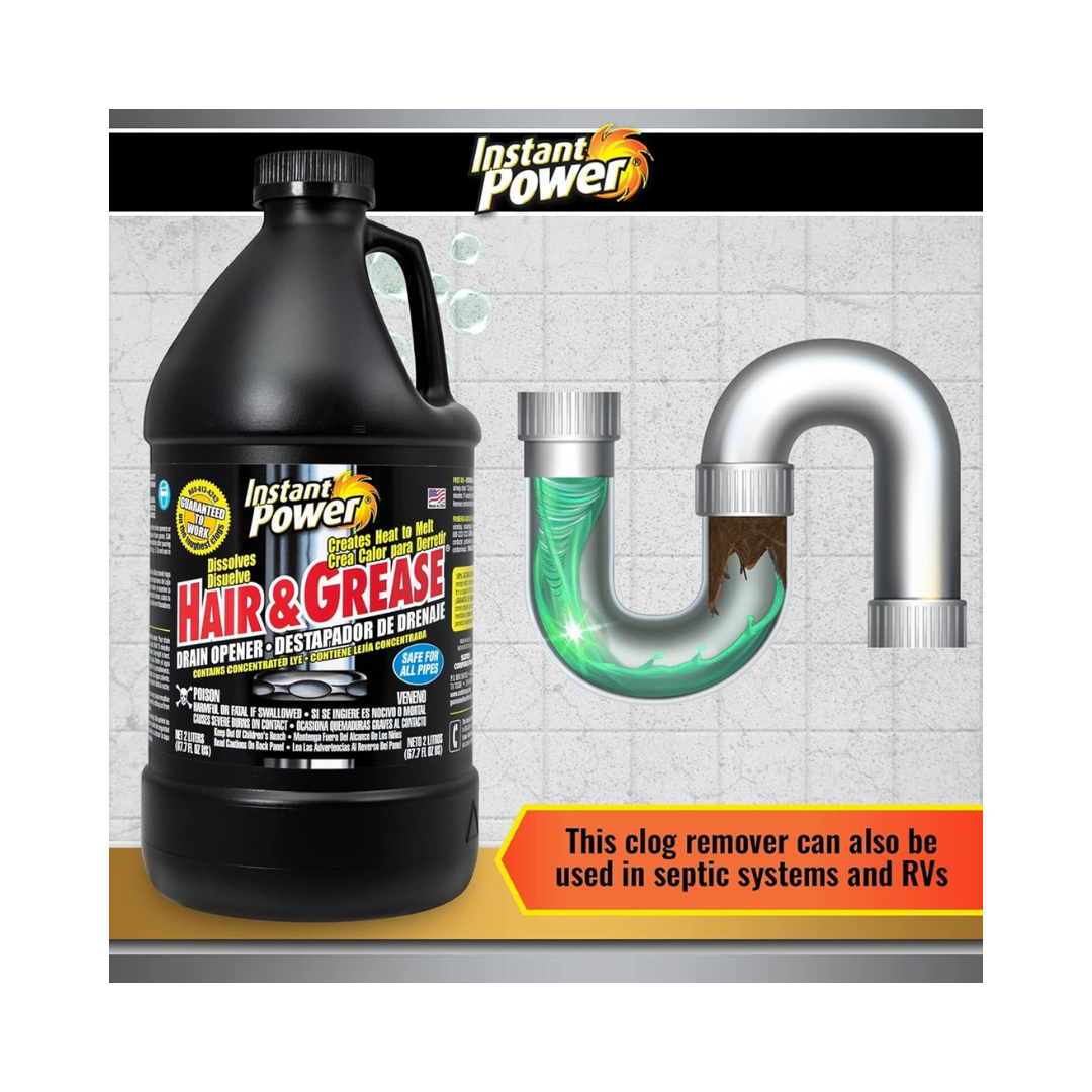 Instant Power® Hair & Grease Drain Opener – 2 Liters