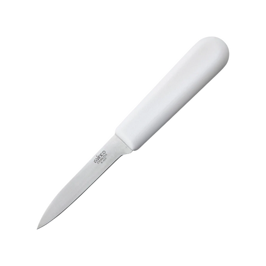 Winco® Paring Knife with White Polypropylene Handle – 3"