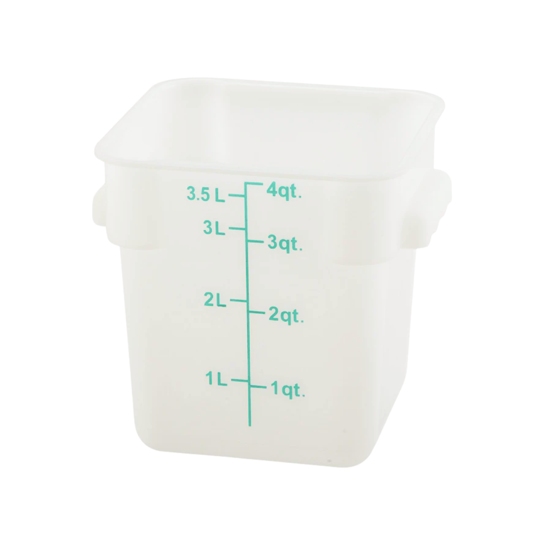 Winco® Square White Polypropylene Food Storage Containers – 4 Qt to 22 Qt