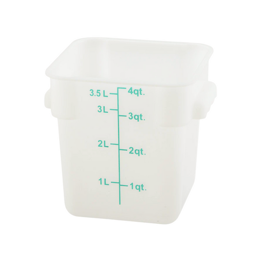 Winco® Square White Polypropylene Food Storage Containers – 4 Qt to 22 Qt