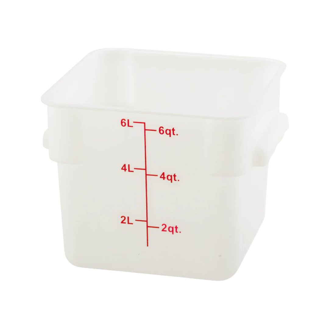 Winco® Square White Polypropylene Food Storage Containers – 4 Qt to 22 Qt