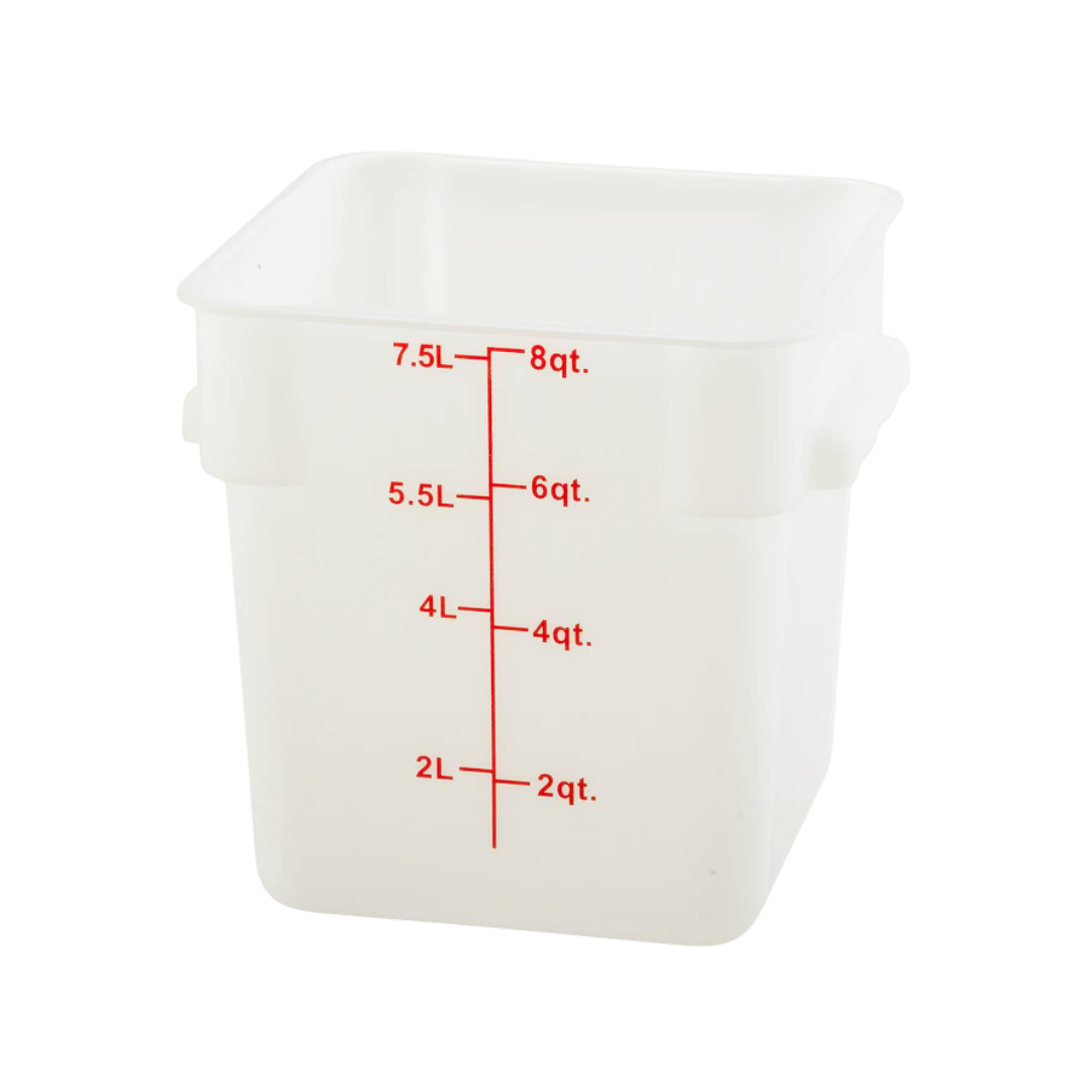 Winco® Square White Polypropylene Food Storage Containers – 4 Qt to 22 Qt