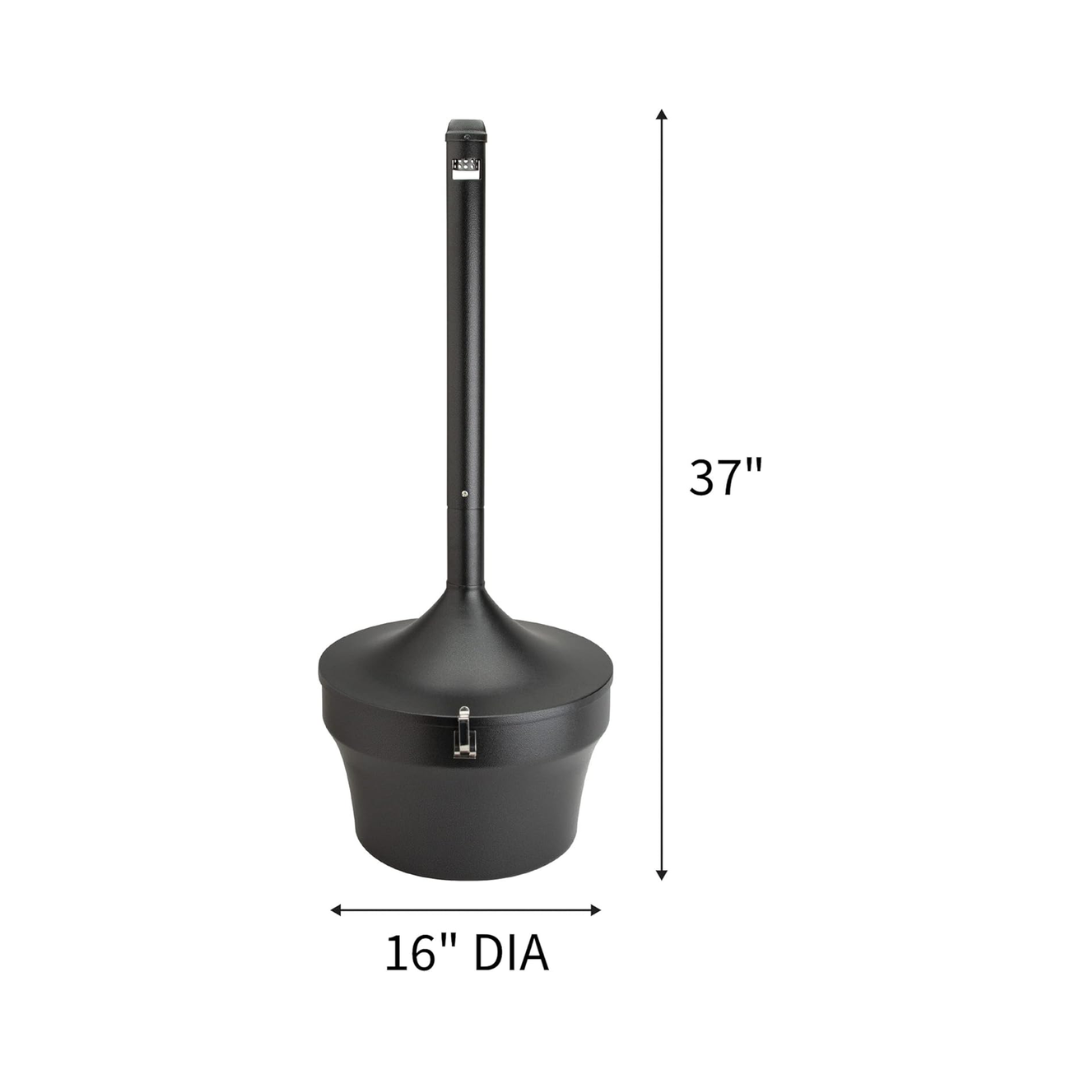 Rubbermaid® Aladdin Smokers' Station® Urn – Hammertone Charcoal, 16" Diameter x 38.75" Height