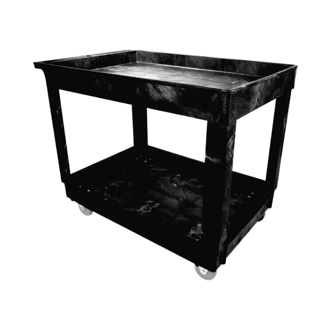 Rubbermaid® Heavy-Duty Flat Handle Utility Cart – Medium, Black, Lipped Shelf