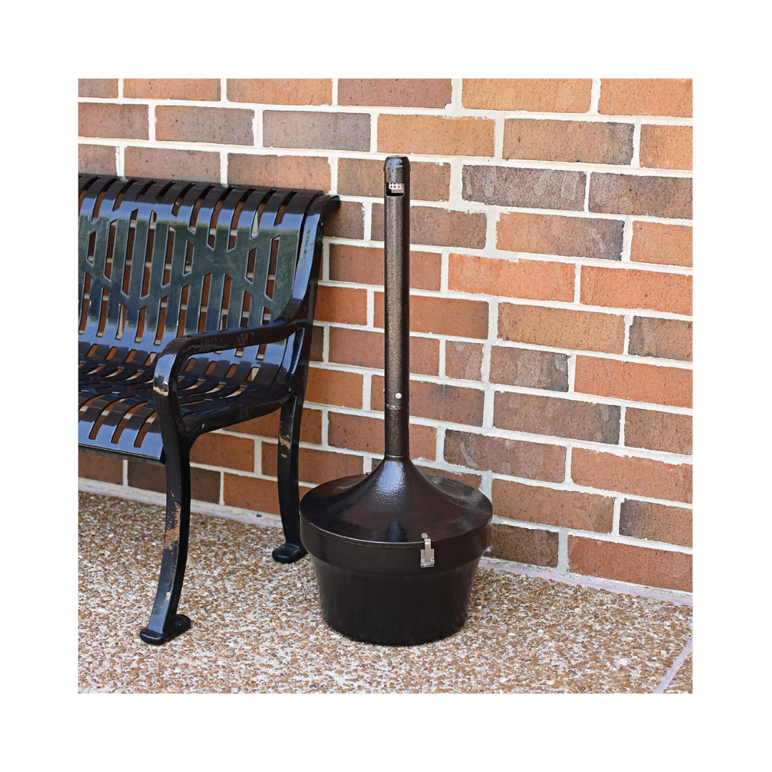 Rubbermaid® Aladdin Smokers' Station® Urn – Hammertone Charcoal, 16" Diameter x 38.75" Height